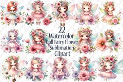 Cute Fairy Flower Doll Clipart Bundle - CraftNest - Digital Crafting and Art