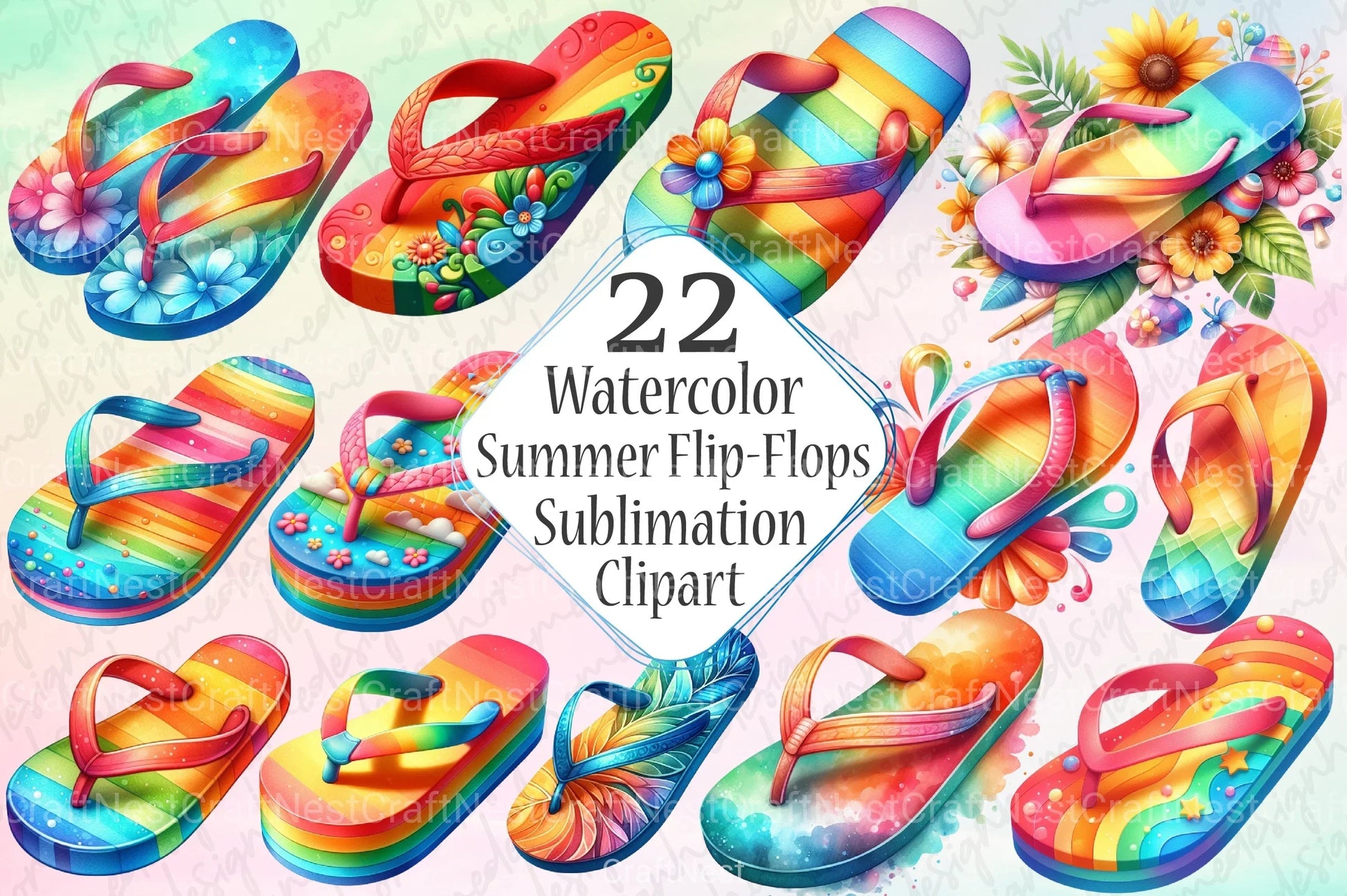 Summer Flip Flops Clipart Bundle 88 - CraftNest - Digital Crafting and Art