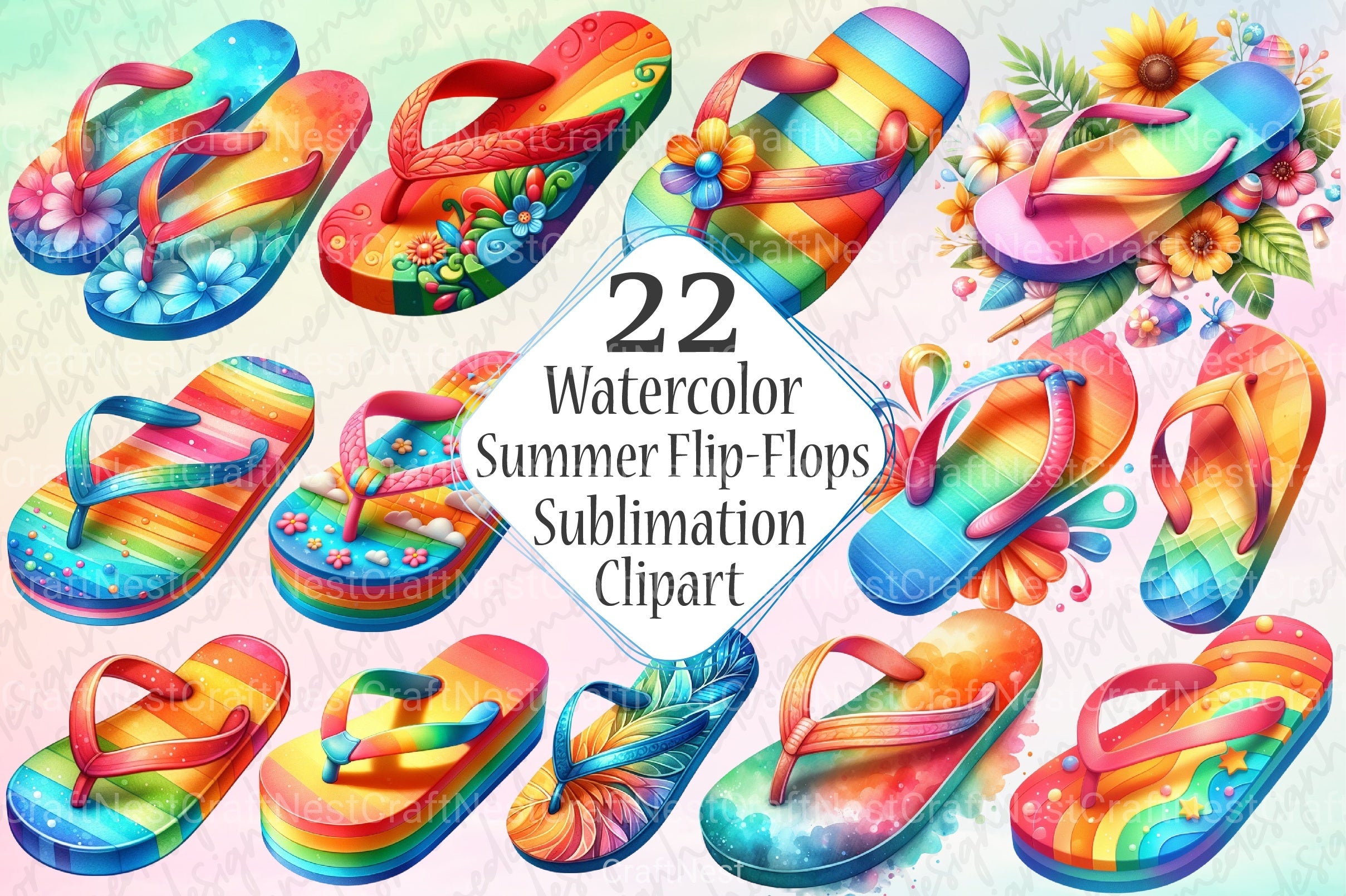 Summer Flip Flops Clipart Bundle 88 - CraftNest - Digital Crafting and Art