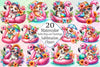 Summer Baby Dogs on Flamingo Floats Clipart Bundle