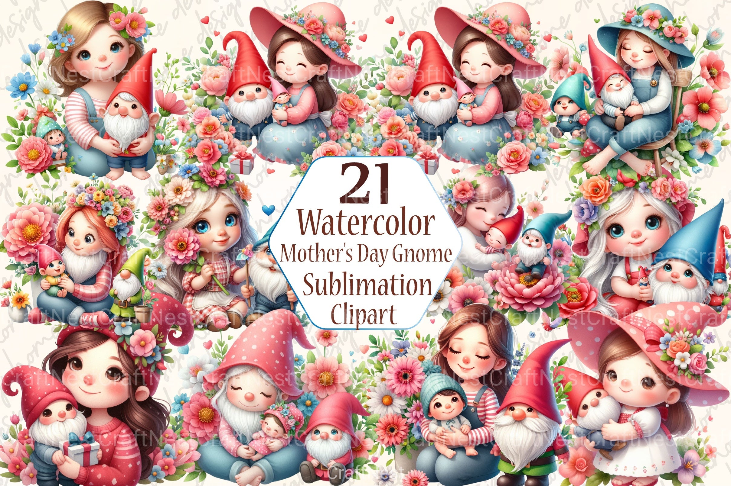 Mother's Day Gnome Clipart Bundle 8 - CraftNest - Digital Crafting and Art