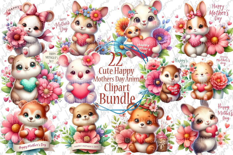Mother's Day Animal Clipart Bundle - CraftNest - Digital Crafting and Art