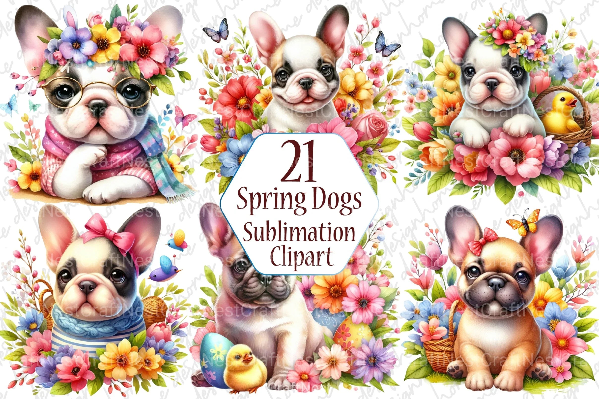 String Spring Dogs Spring Dogs Clipart Bundle 1