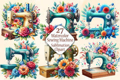 Floral Sewing Machine Clipart Bundle - CraftNest - Digital Crafting and Art