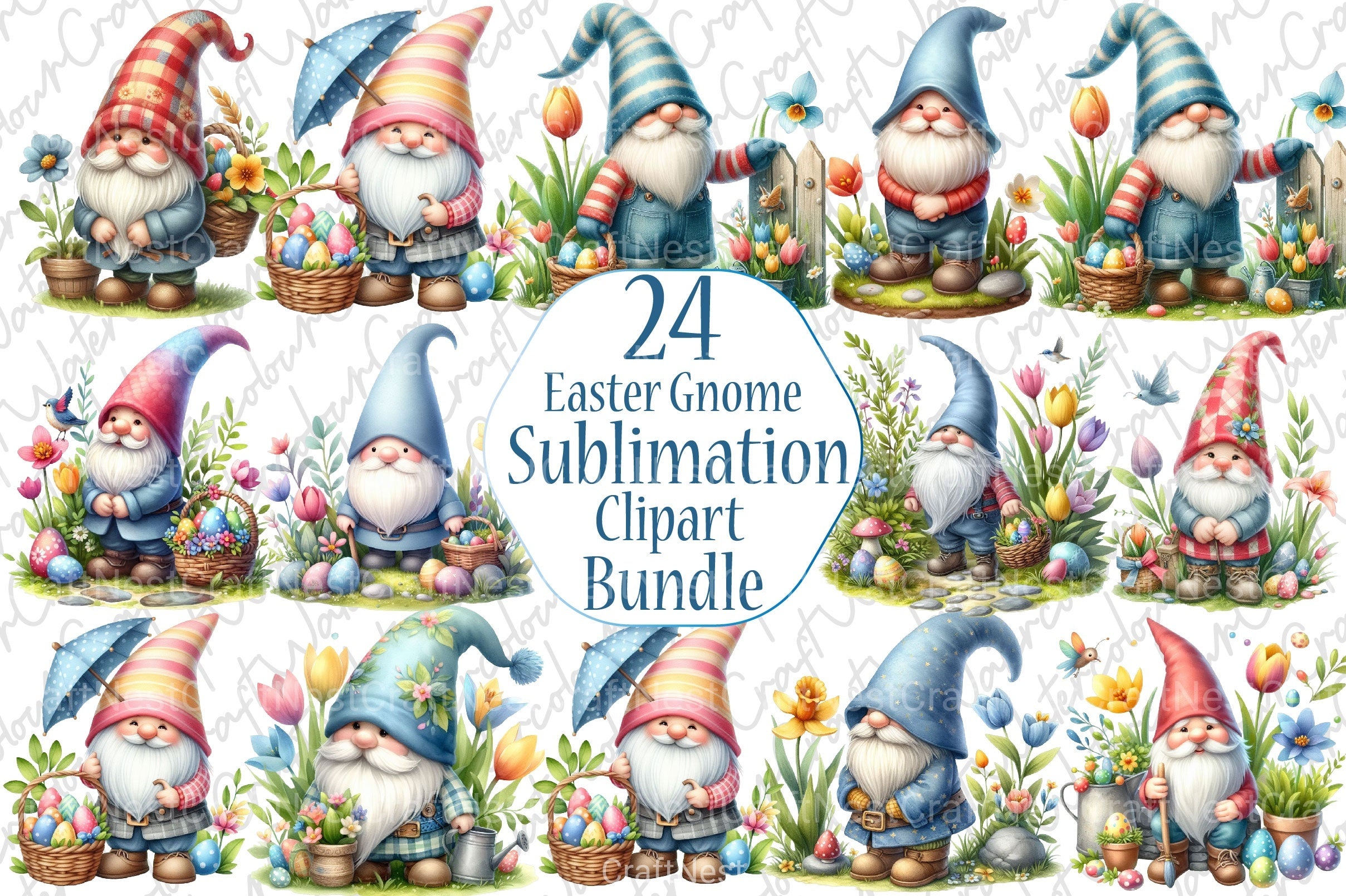 Easter Gnome Clipart Bundle 1 - CraftNest - Digital Crafting and Art
