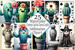 Funny Cactus Tarot Card Clipart Bundle - CraftNest - Digital Crafting and Art