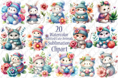 Knitted Cute Animals Clipart Bundle - CraftNest - Digital Crafting and Art