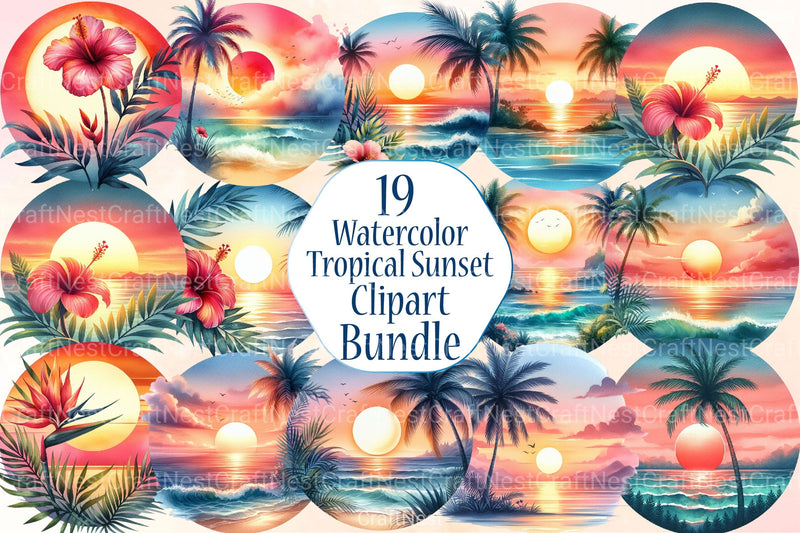 Tropical Sunsets Clipart Bundle 99 - CraftNest - Digital Crafting and Art
