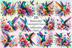 Hummingbird & Flowers Clipart Bundle 1 - CraftNest - Digital Crafting and Art