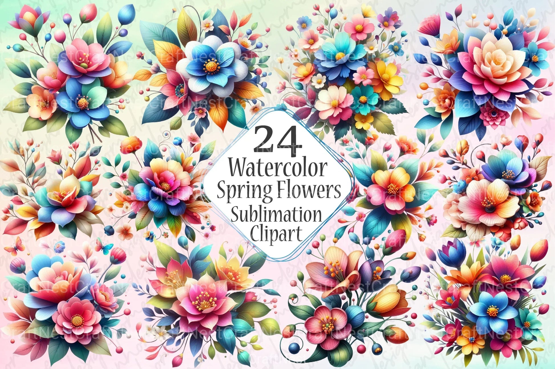 Spring Flowers Clipart Bundle 99 - CraftNest - Digital Crafting and Art