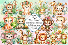 Baby Jungle Animals Clipart Bundle - CraftNest - Digital Crafting and Art