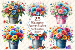 Flowers in Bucket Clipart Bundle - CraftNest - Digital Crafting and Art