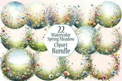 Spring Meadows Circle Clipart Bundle - CraftNest - Digital Crafting and Art