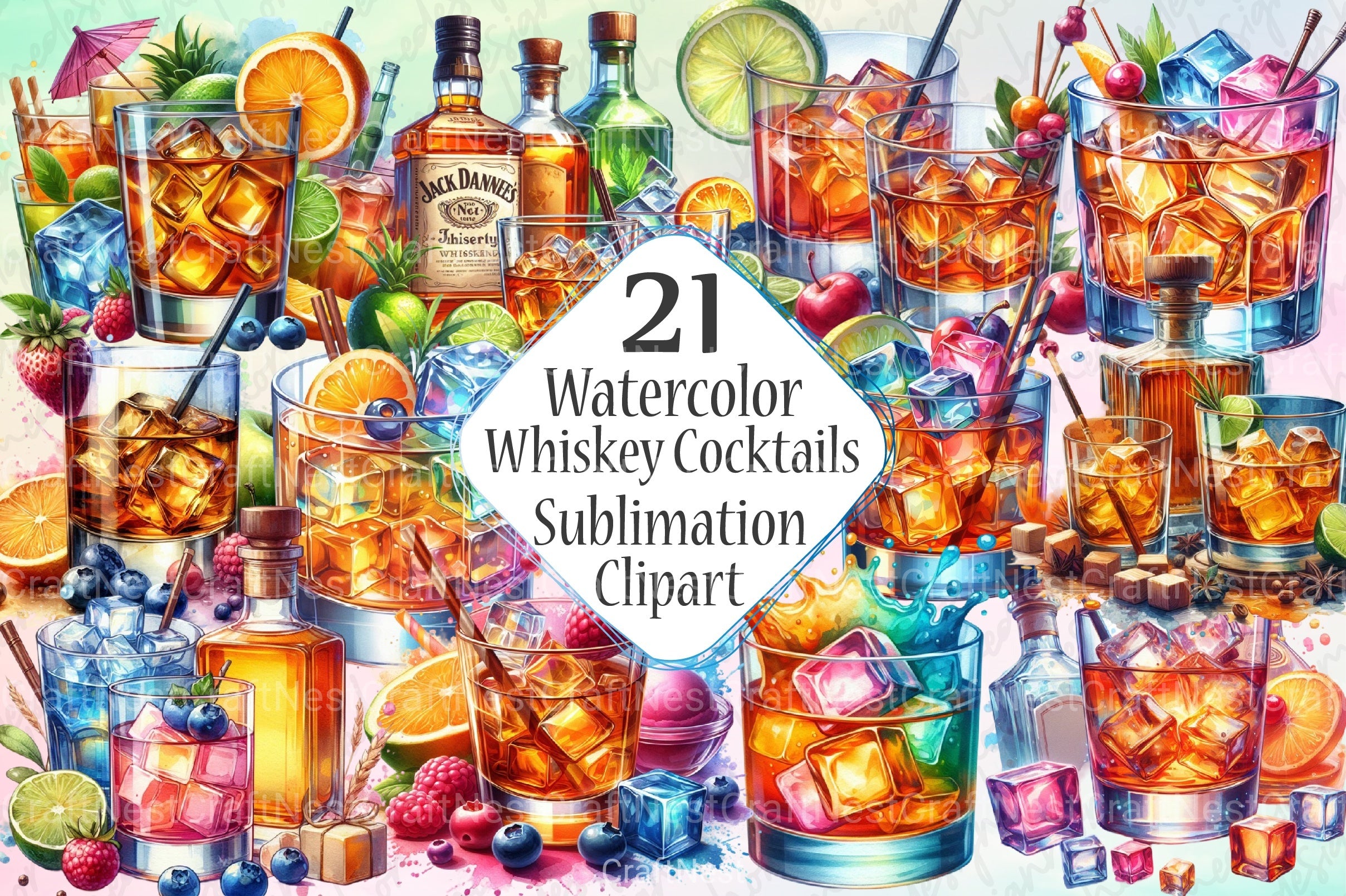 Whiskey Cocktails Clipart Bundle 3 - CraftNest - Digital Crafting and Art
