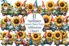 Sunflower Gnome Flower Truck Clipart Bundle