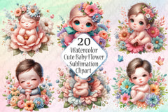 Cute Baby in Flowers Clipart Bundle - CraftNest - Digital Crafting and Art