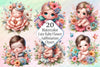 Cute Baby in Flowers Clipart Bundle