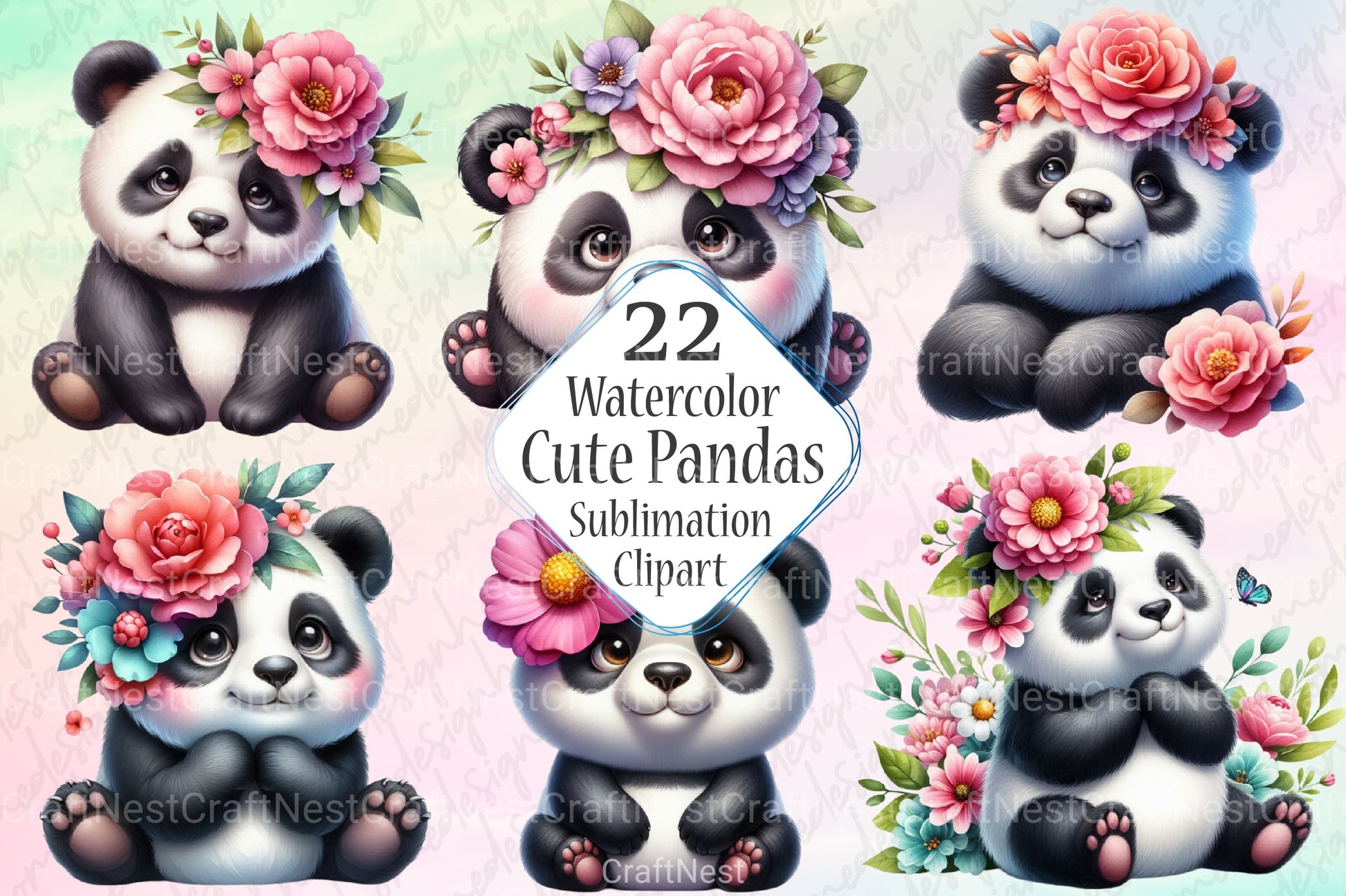 Pandas Clipart Bundle 99 - CraftNest - Digital Crafting and Art