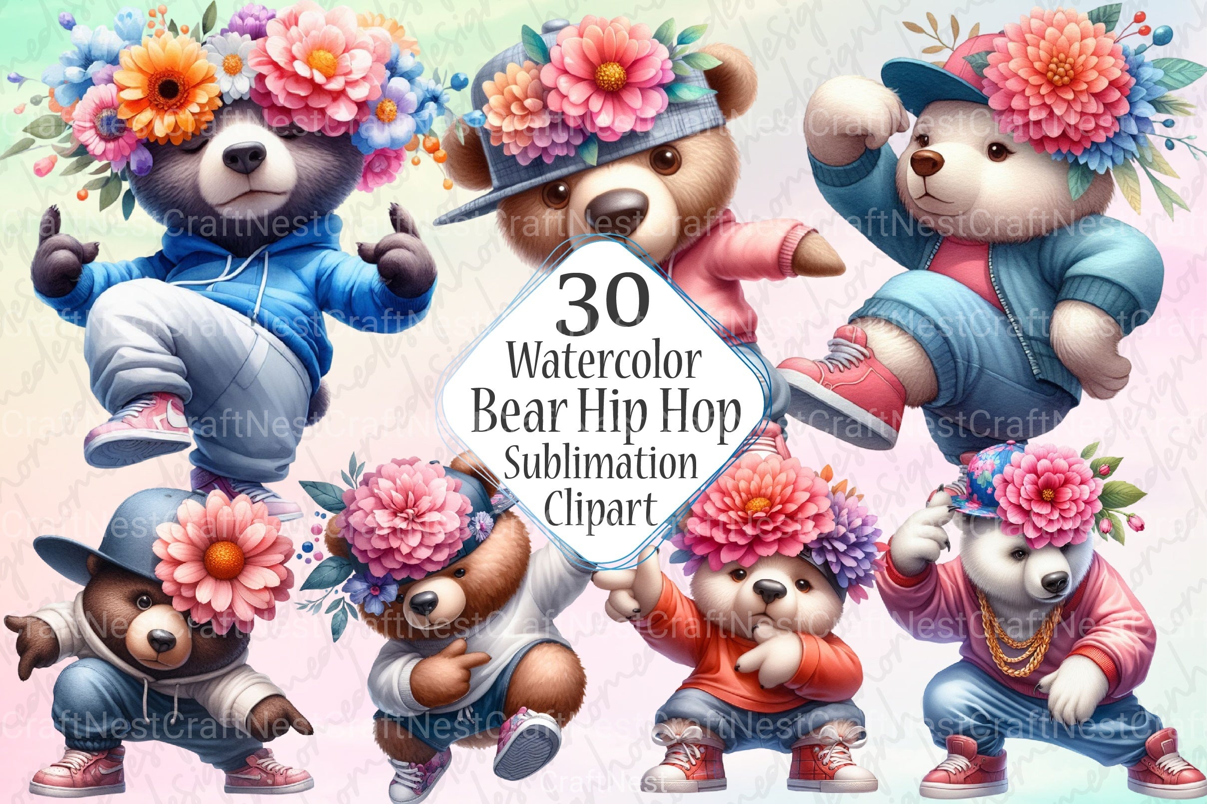 Bear Hip Hop Dancer Clipart Bundle - CraftNest - Digital Crafting and Art