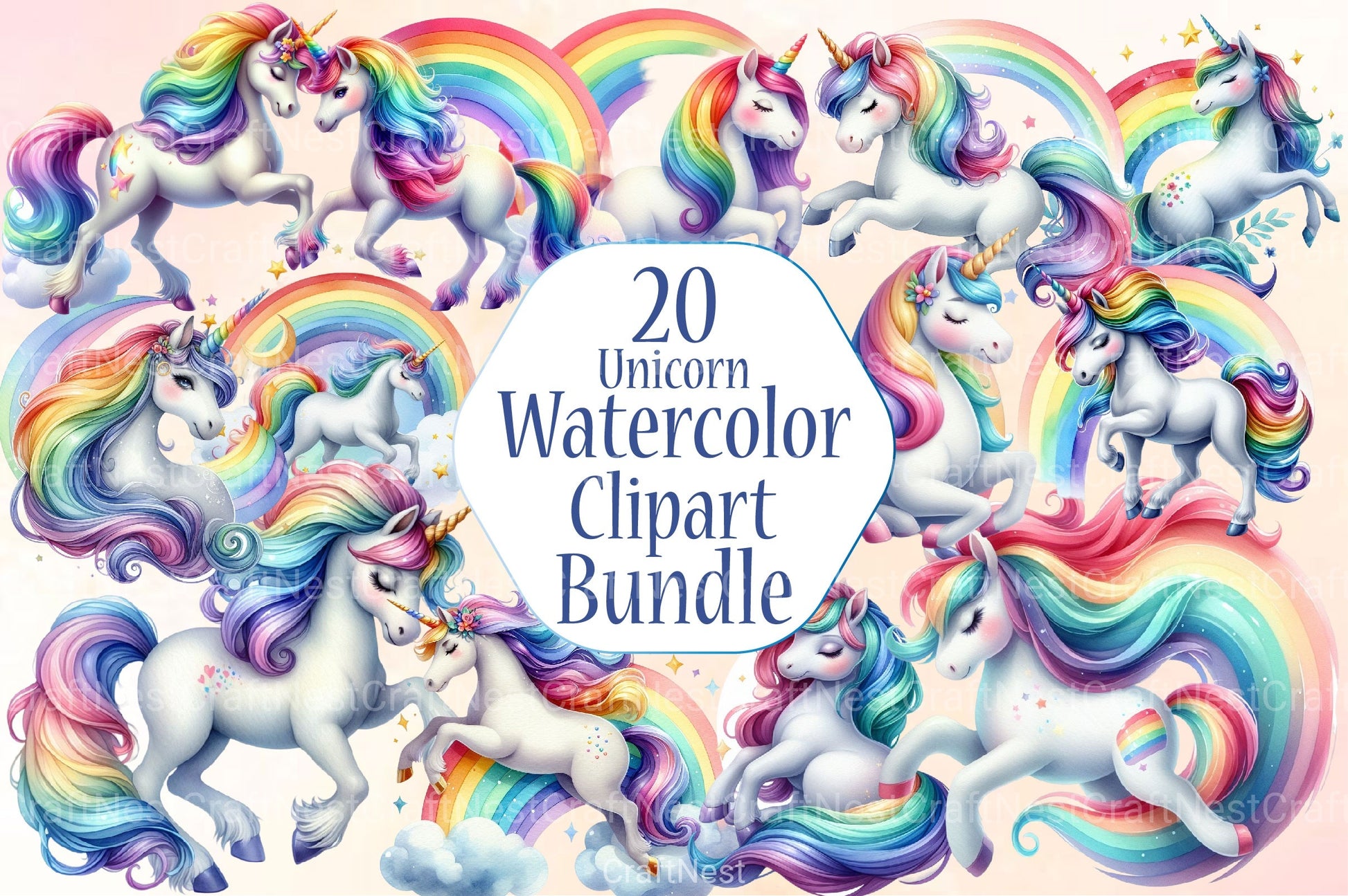 Unicorns Clipart Bundle - CraftNest - Digital Crafting and Art