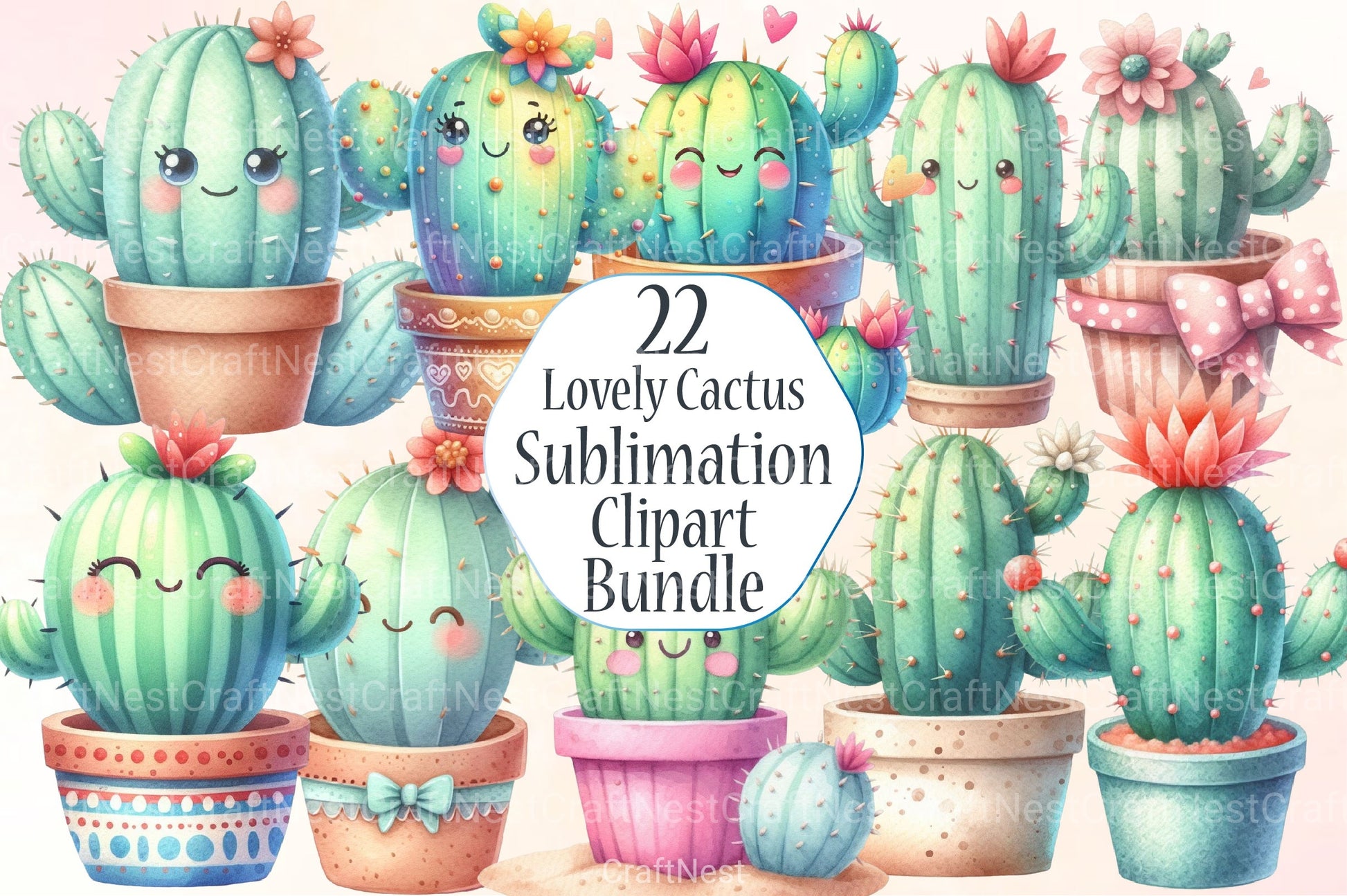 Lovely Cactus Clipart Bundle - CraftNest - Digital Crafting and Art
