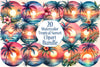 Tropical Sunset Palm Flower Clipart Bundle