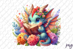 Cute Dragon Reading Clipart Bundle - CraftNest - Digital Crafting and Art