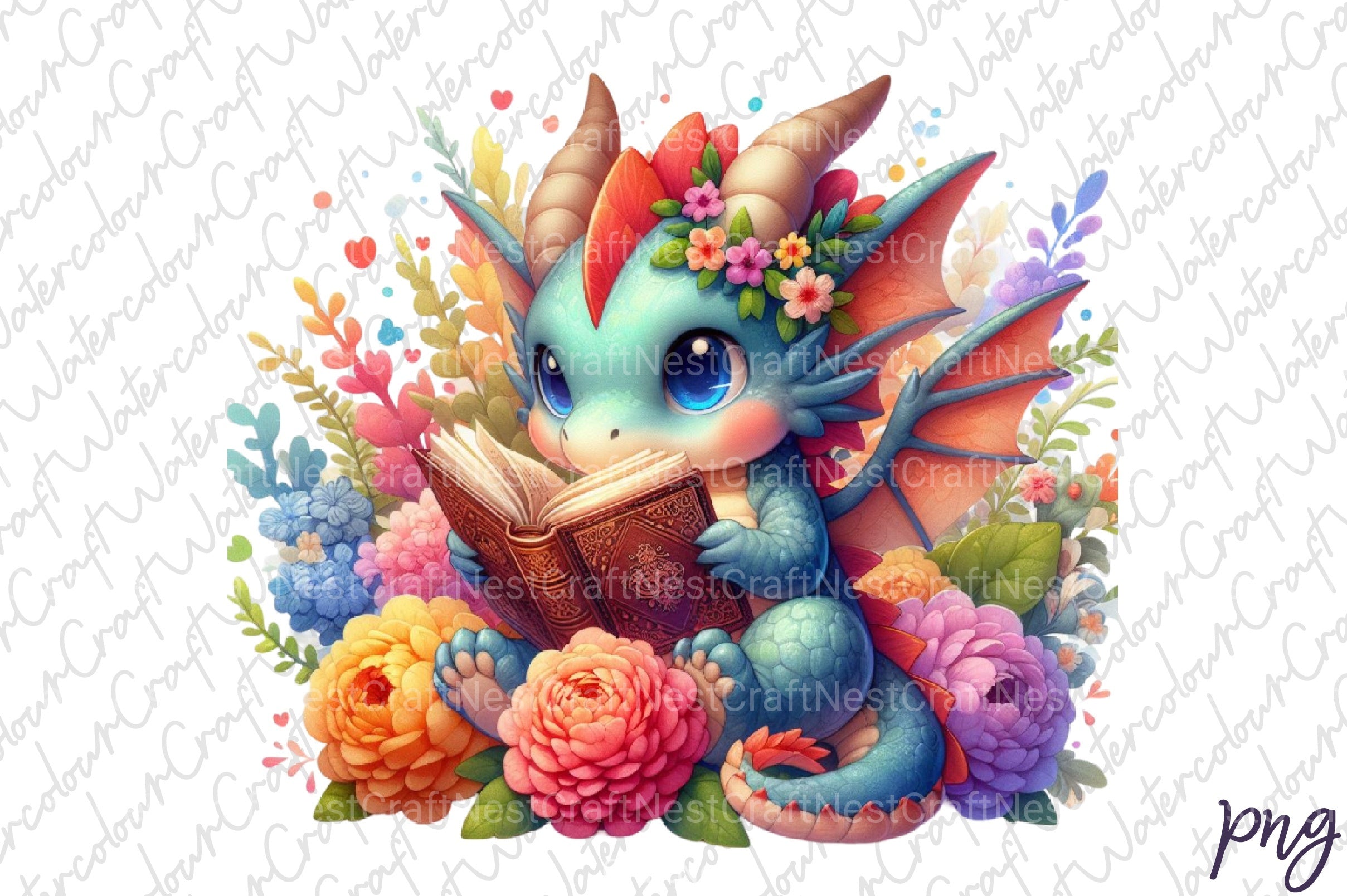 Cute Dragon Reading Clipart Bundle - CraftNest - Digital Crafting and Art