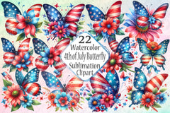 4th of July Butterfly Clipart Bundle - CraftNest - Digital Crafting and Art