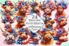 4th of July Highland Cow Clipart Bundle