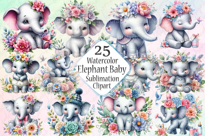 Elephant Baby Shower Clipart Bundle - CraftNest - Digital Crafting and Art