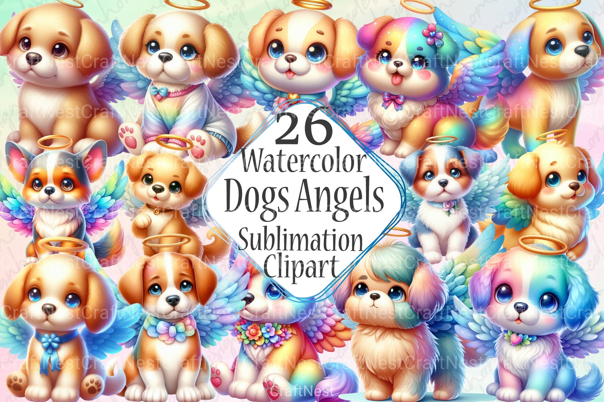 Dog Angels Clipart Bundle - CraftNest - Digital Crafting and Art