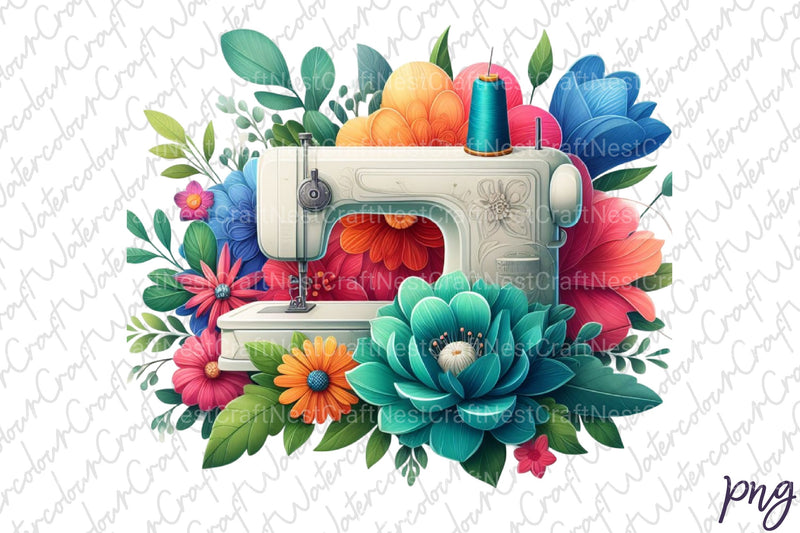 Floral Sewing Machine Clipart Bundle - CraftNest - Digital Crafting and Art