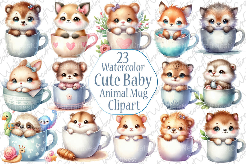 Cute Baby Animal Clipart Bundle - CraftNest - Digital Crafting and Art