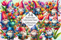 Tulip Gnome Clipart Bundle - CraftNest - Digital Crafting and Art