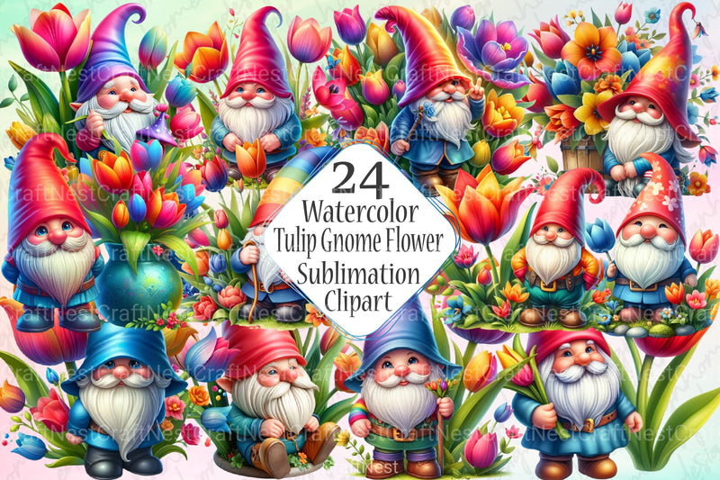 Tulip Gnome Clipart Bundle - CraftNest - Digital Crafting and Art