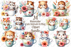 Cute Animals in Clipart Bundle - CraftNest - Digital Crafting and Art