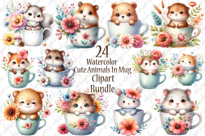Cute Animals in Clipart Bundle - CraftNest - Digital Crafting and Art