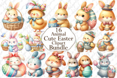 Cute Easter Animals Clipart Bundle 7 - CraftNest - Digital Crafting and Art