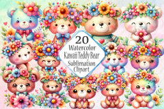 Kawaii Teddy Bear Clipart Bundle - CraftNest - Digital Crafting and Art