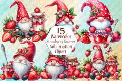 Strawberry Gnomes Clipart Bundle - CraftNest - Digital Crafting and Art