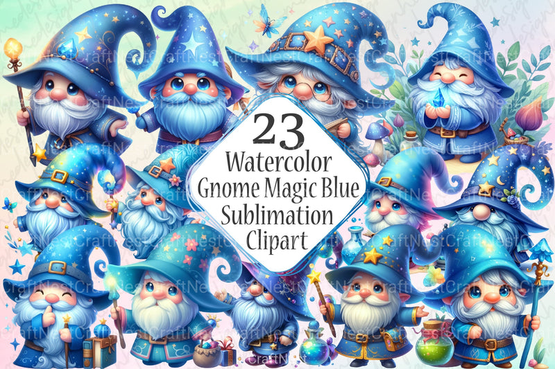 Magic Blue Gnomes Clipart Bundle - CraftNest - Digital Crafting and Art