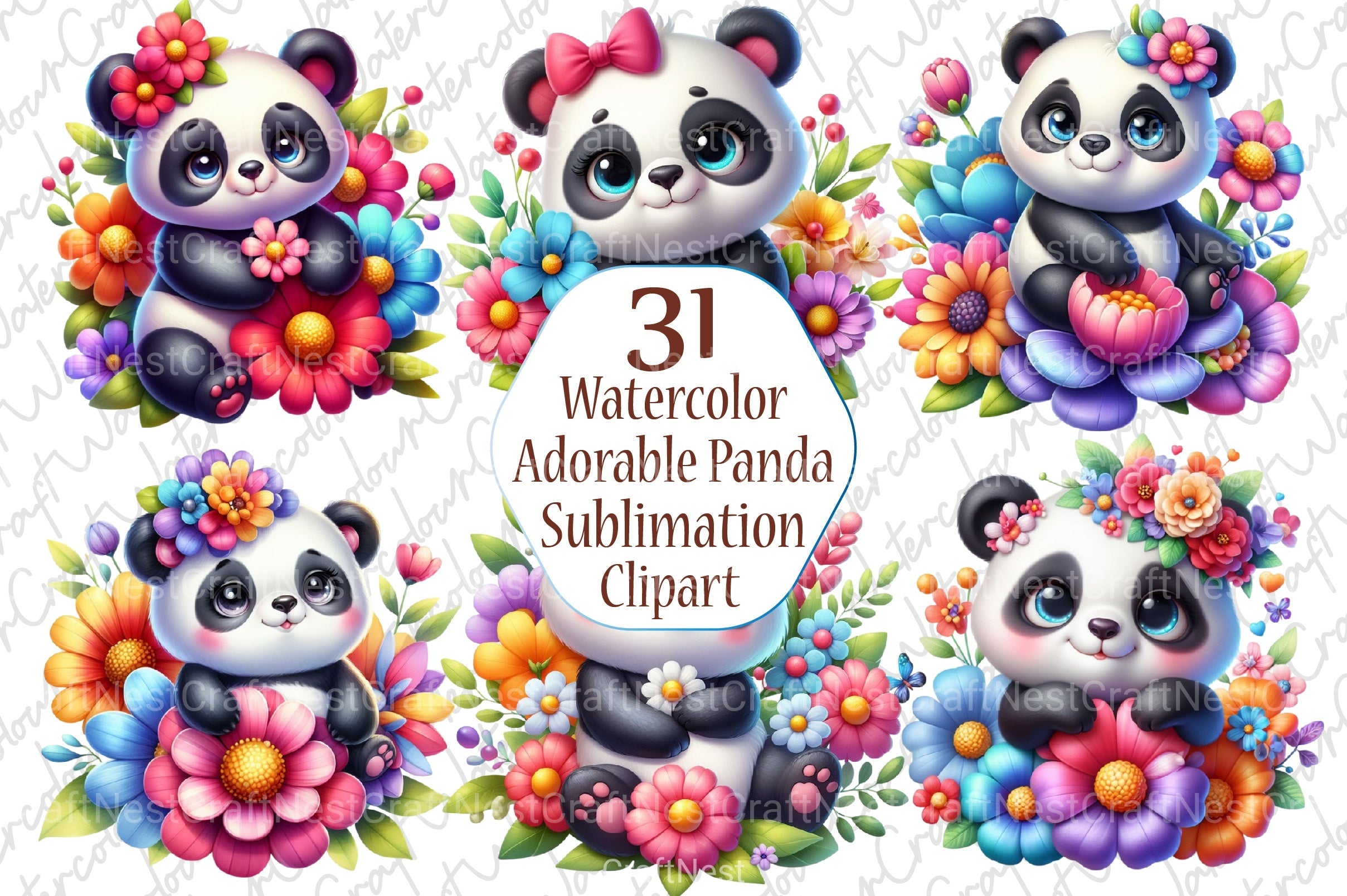 Adorable Panda Clipart Bundle - CraftNest - Digital Crafting and Art