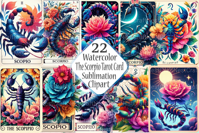 Scorpio Tarot Card Clipart Bundle - CraftNest - Digital Crafting and Art