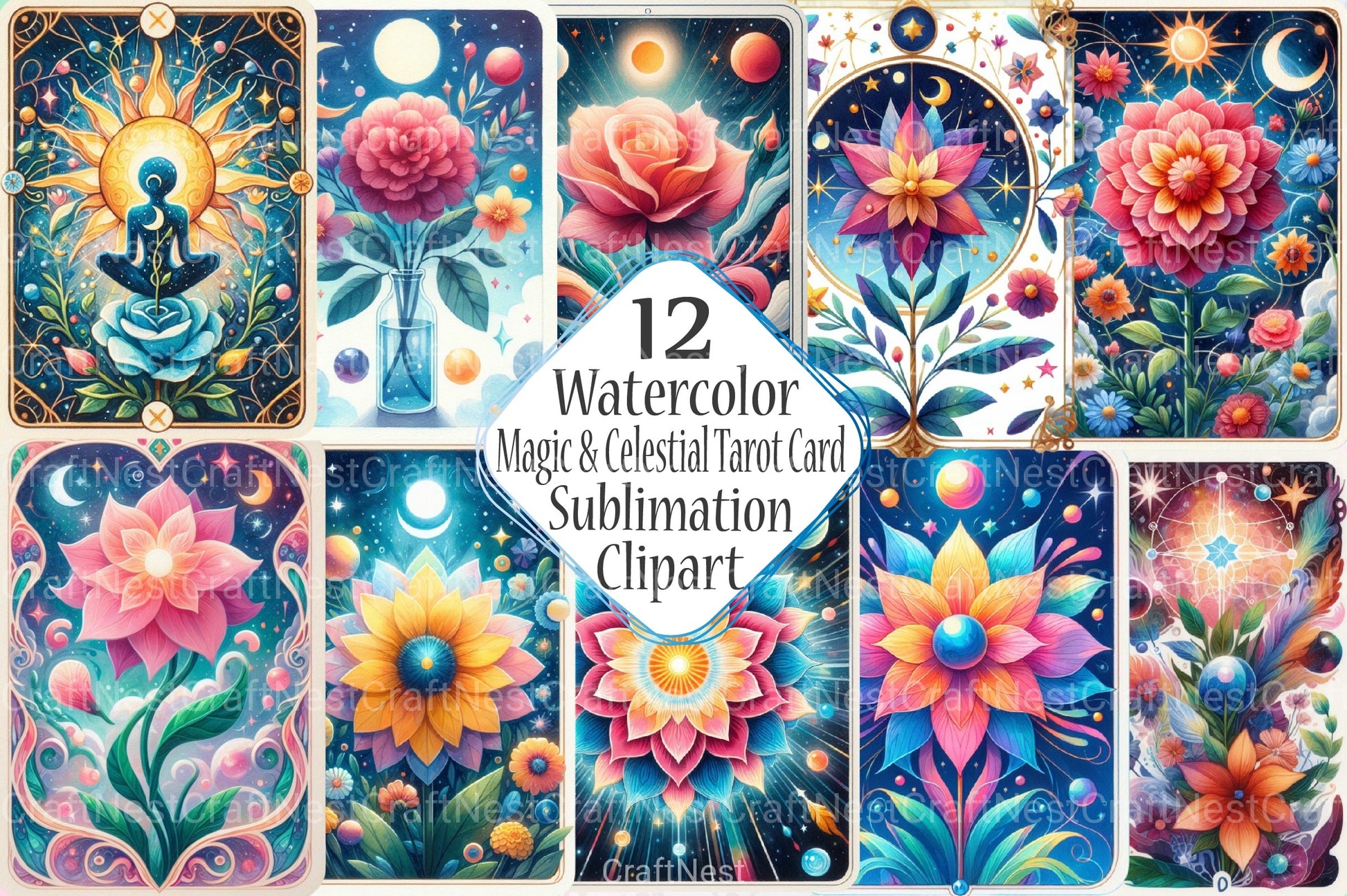 Magic & Celestial Tarot Card Clipart Bundle - CraftNest - Digital Crafting and Art