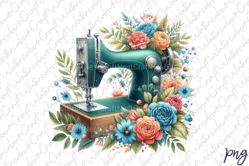 Floral Sewing Machine Clipart Bundle - CraftNest - Digital Crafting and Art