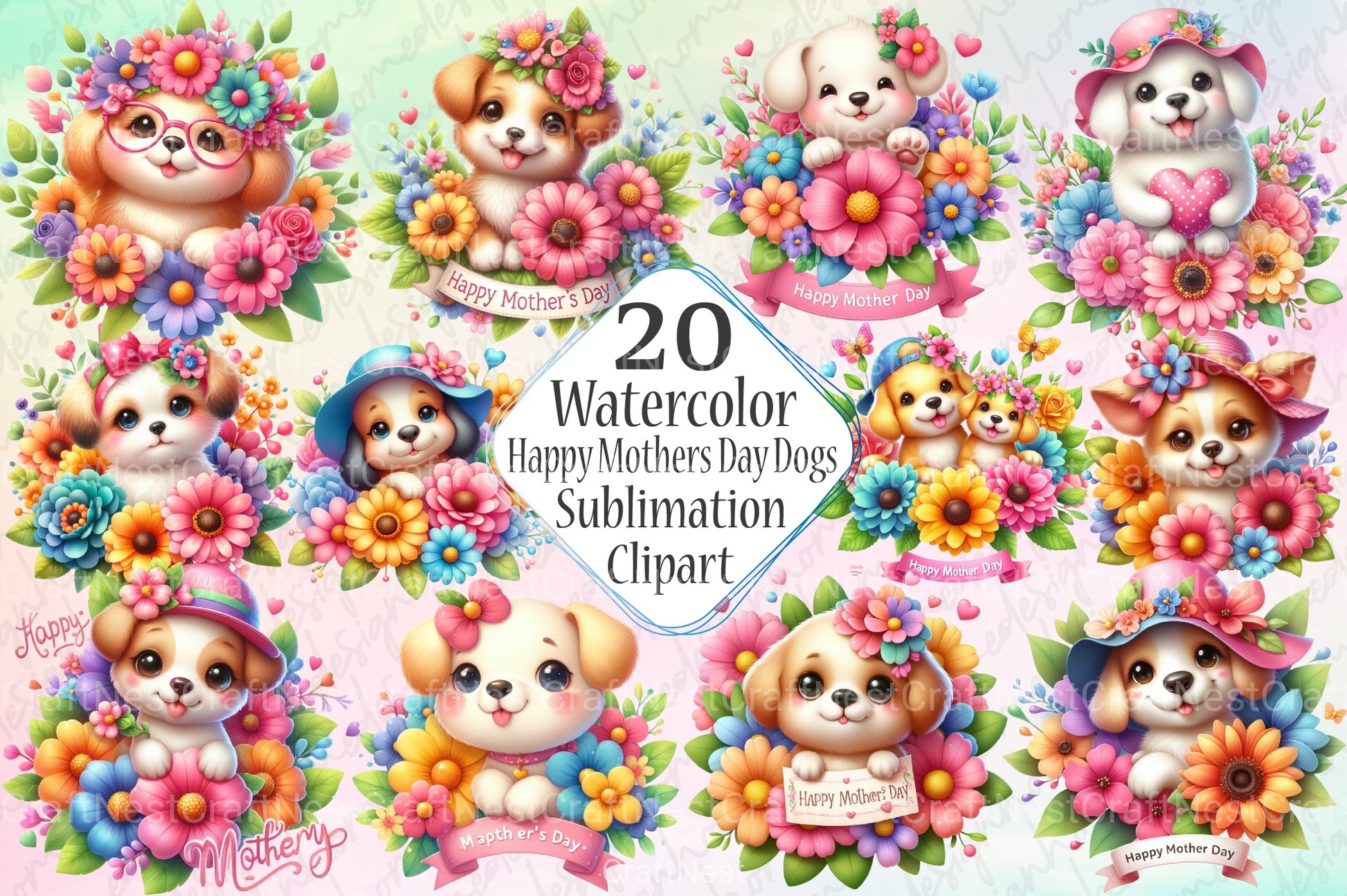Happy Mother's Day Dog Clipart Bundle - CraftNest - Digital Crafting and Art