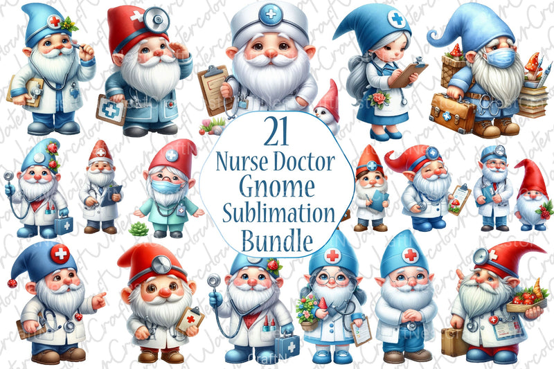 Nurse and Doctor Gnome Clipart Bundle - CraftNest - Digital Crafting and Art