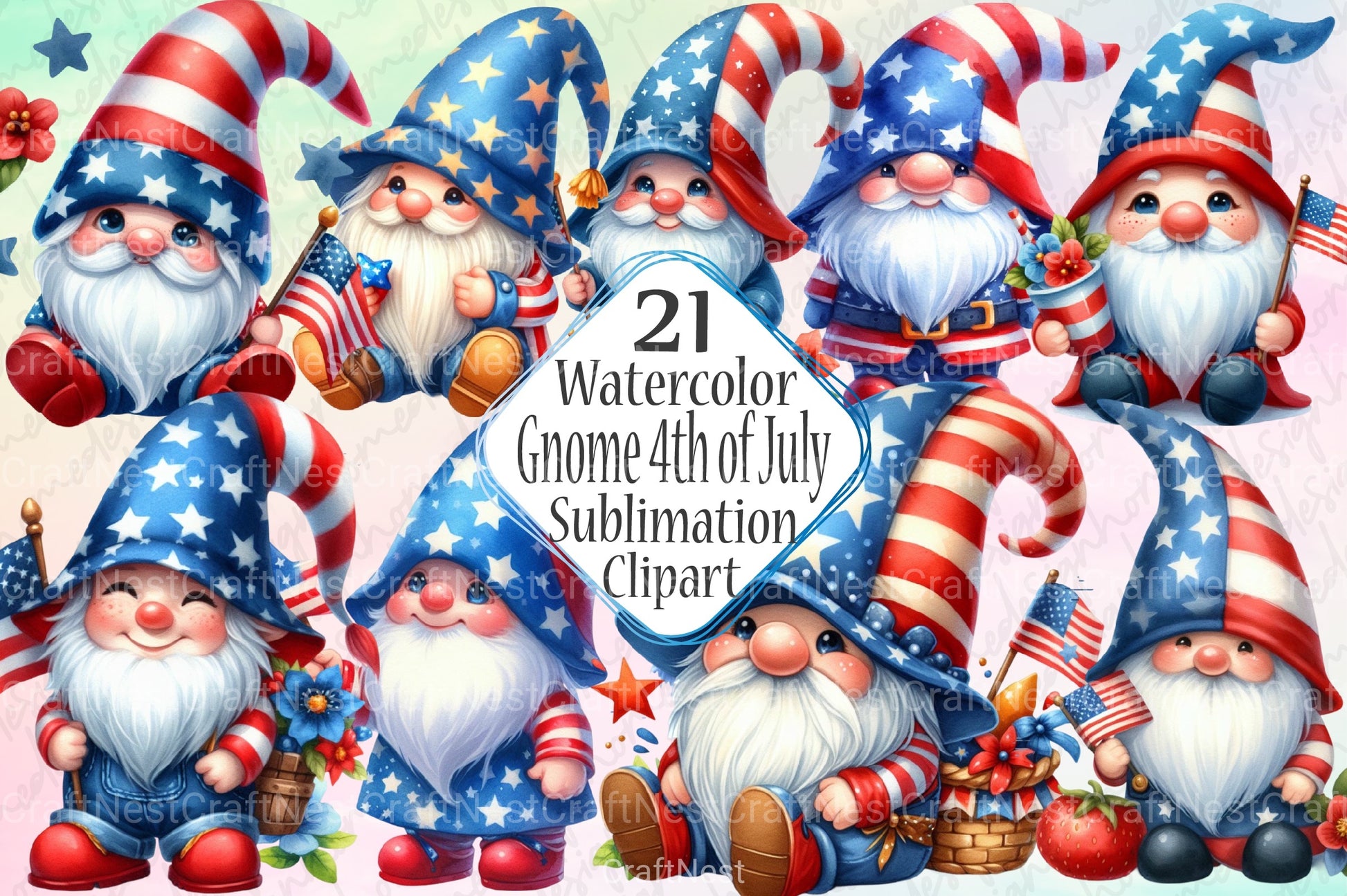 Gnome 4th of July Clipart Bundle - CraftNest - Digital Crafting and Art