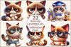 Funny Grumpy Cats Clipart Bundle